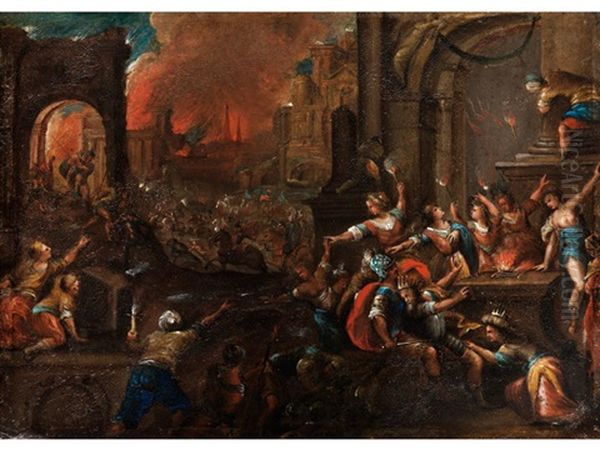 Der Brand Von Troja Oil Painting by Gillis van Valckenborch
