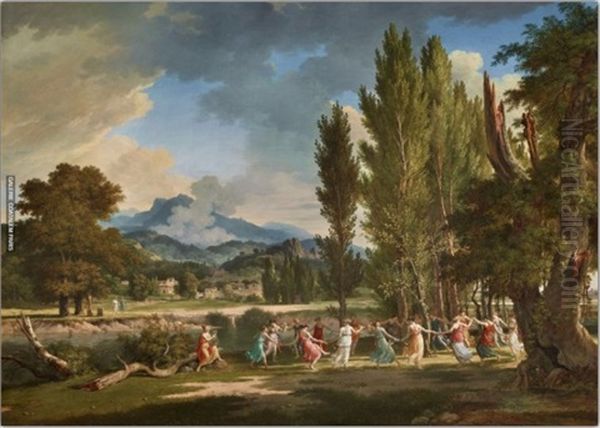 Cattle In A California Landscape Oil Painting by Pierre-Henri de Valenciennes