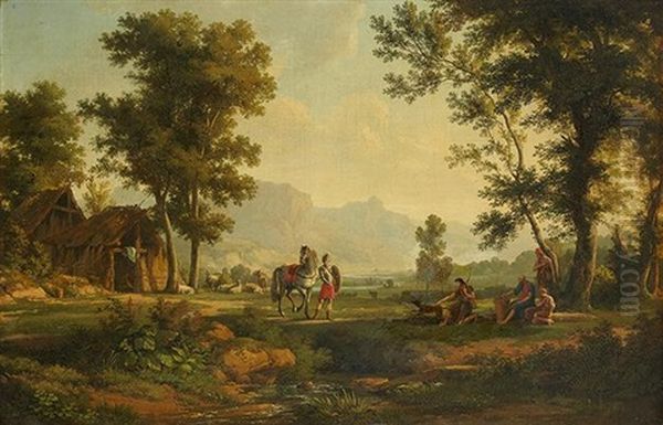 Herminie Chez Les Bergers D'arcadie Oil Painting by Pierre-Henri de Valenciennes
