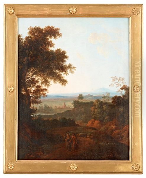 Italienskt Landskap Med Fransiskanermunkar Oil Painting by Pierre-Henri de Valenciennes