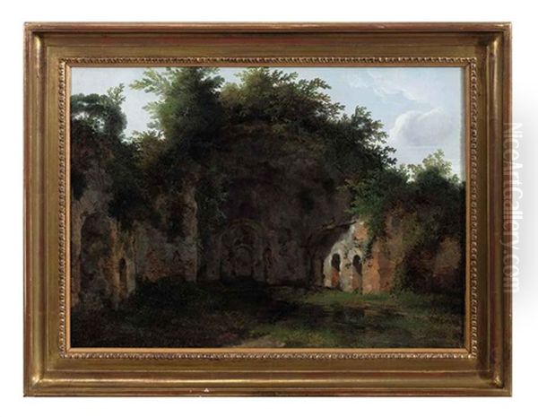 A Roman Grotto Oil Painting by Pierre-Henri de Valenciennes