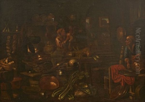 Koksinterior Med Figurer Oil Painting by Giovanni Domenico Valentino