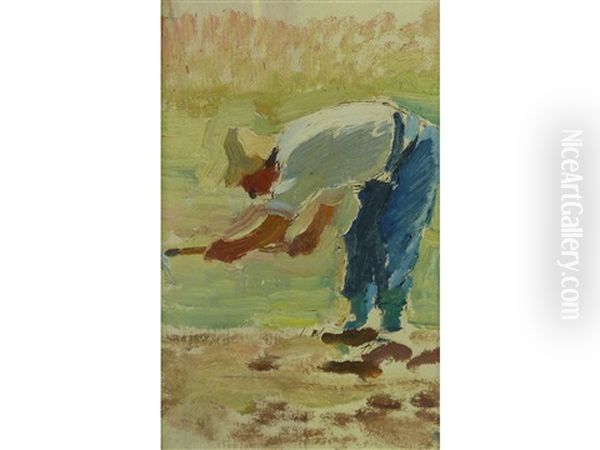 A Vineyard Worker Oil Painting by Adolphe Pierre Valette