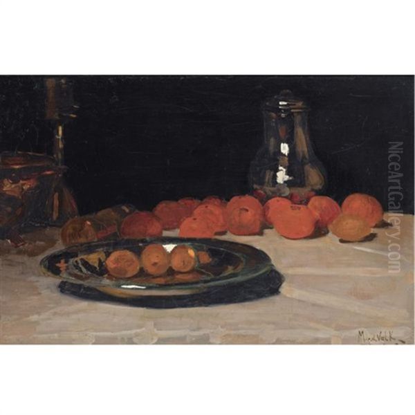 A Still Life With Fruit Oil Painting by Maurits Van Der Valk