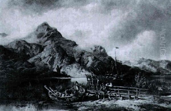 Fahrboote Am Gebirgssee Oil Painting by Henry Valter