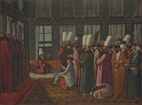 Reception D'un Ambassadeur Europeen Par Le Grand Vizir Oil Painting by Jean Baptiste Vanmour