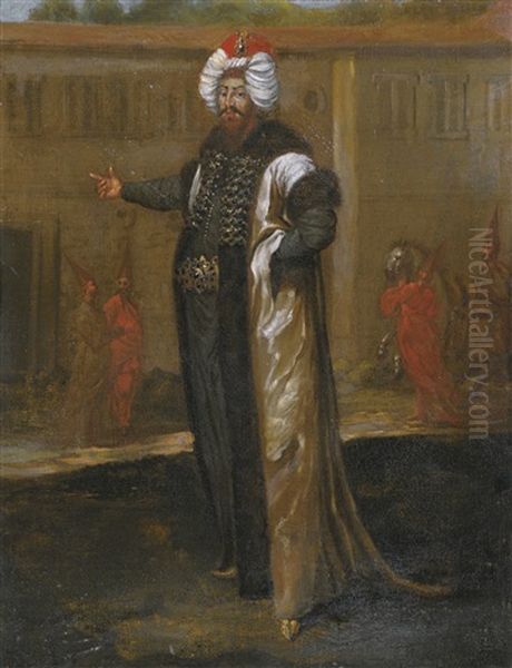 A Portrait Of Sultan Ahmed Iii (r.1703-30) Oil Painting by Jean Baptiste Vanmour
