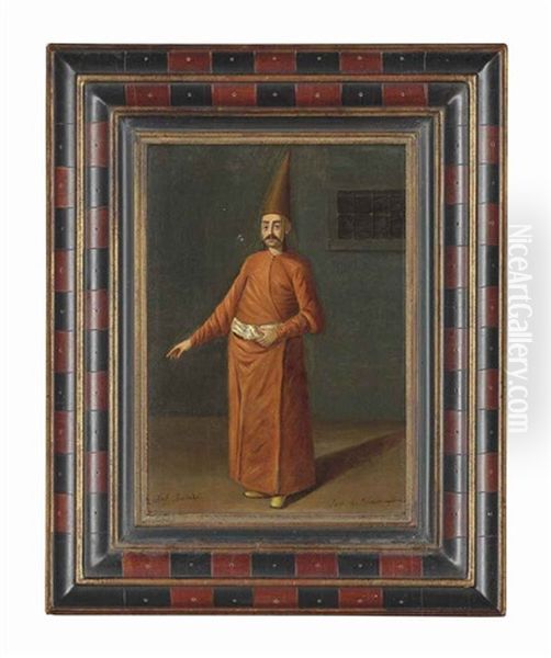 An Ottoman Hatchet-bearer (baltahdjy) Oil Painting by Jean Baptiste Vanmour