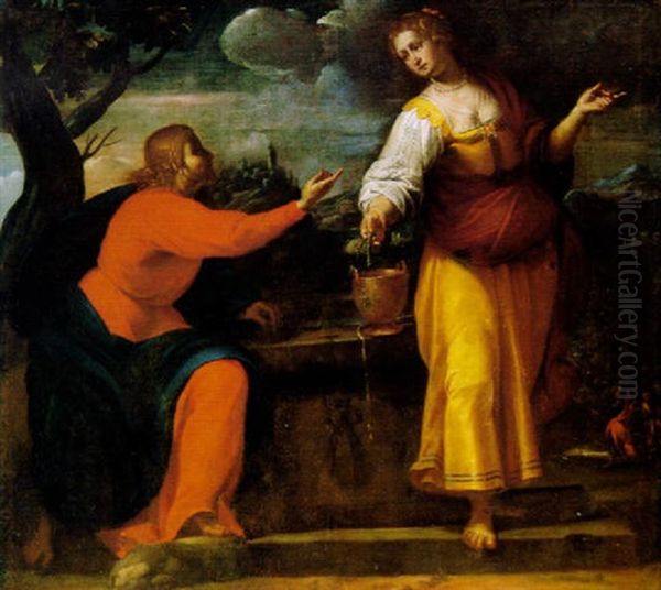 Cristo E La Samaritana Al Pozzo Oil Painting by Ottavio Vannini