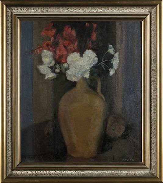 Bodegon Con Claveles Blancos Y Rojos Oil Painting by Emilio Varela