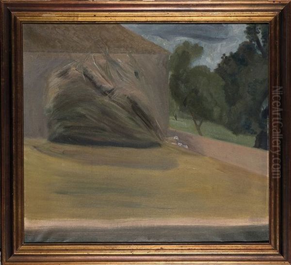 Paisaje Con Ovejas Y Heno Oil Painting by Emilio Varela