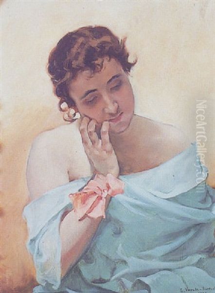Dama Pensativa Oil Painting by Eulogio Varela Y Sartorio