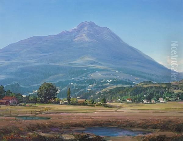 Houses In A Foothill Landscape Oil Painting by Henry Joseph Breuer