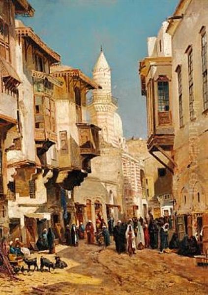 The Mosque Of Emir Mindar In The Barbel Anmar In Cairo Oil Painting by John Varley the Younger