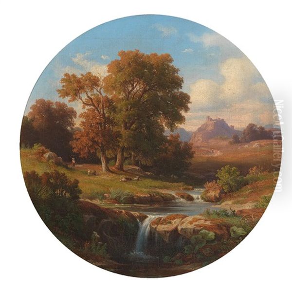 Cerbara In The Sabine Hills Near Rome Oil Painting by Giovanni (Johann) Varone