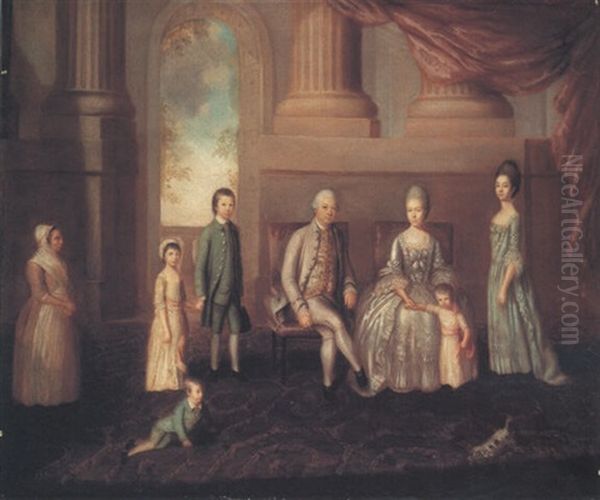 Portrait Of The Danvers Of Bath Oil Painting by Lewis (of Bath) Vaslet