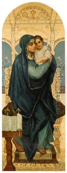 Die Thronende Maria (+ Der Thronende Christus; Pair) Oil Painting by Viktor Vasnetsov