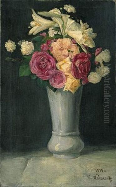 Vase De Fleurs Oil Painting by Viktor Vasnetsov