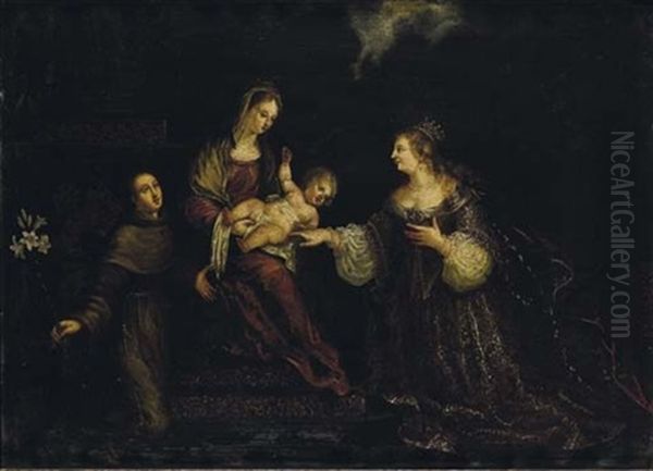 Matrimonio Mistico Di Santa Caterina Con Sant'antonio Da Padova Oil Painting by Antonio da Vassilacchi