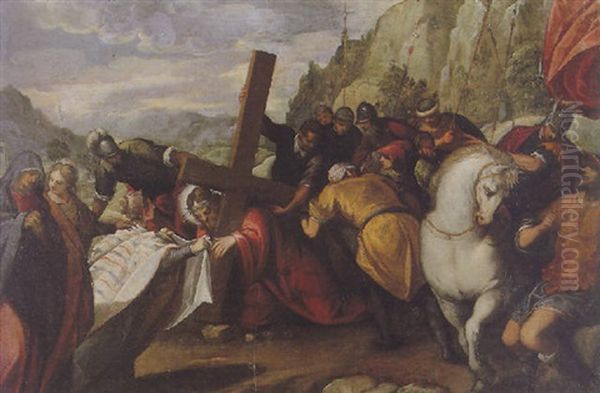 Christ On The Road To Calvary With St. Veronica And The Sudarium Oil Painting by Antonio da Vassilacchi