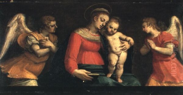 The Madonna And Child With Adoring Angels Oil Painting by Antonio da Vassilacchi