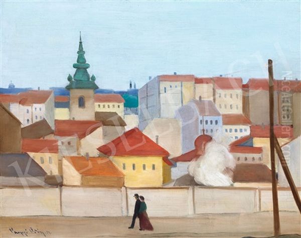 Budapest (sunday Walk) Oil Painting by Oedoen Vaszko