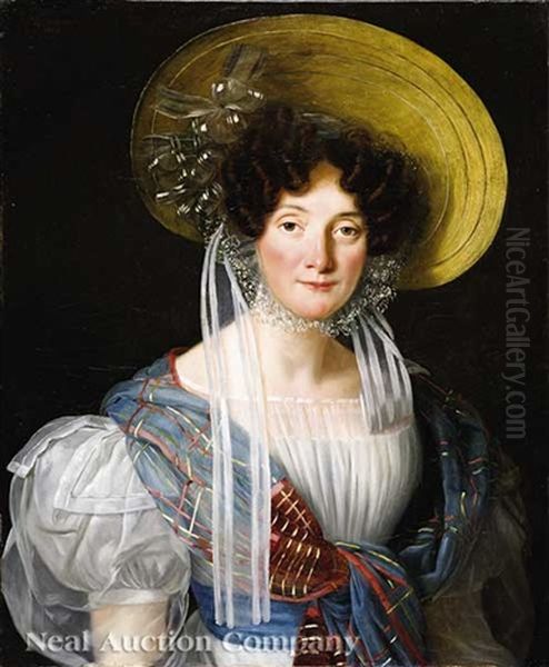 Portrait Of A French Woman, Probably Catherine Fournier, Mother Of Alphonsine De Libeert Oil Painting by Jean-Joseph Vaudechamp