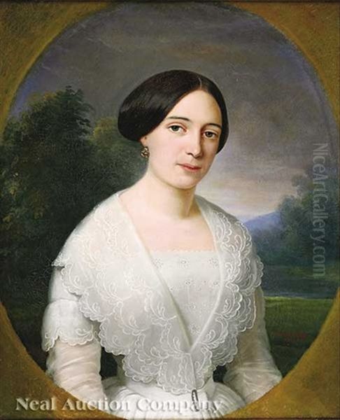 Portrait Of A Woman In A White Dress Oil Painting by Jean-Joseph Vaudechamp