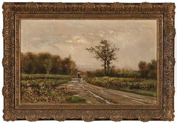 Dia De Lluvia Oil Painting by Joaquin Vayreda y Vila