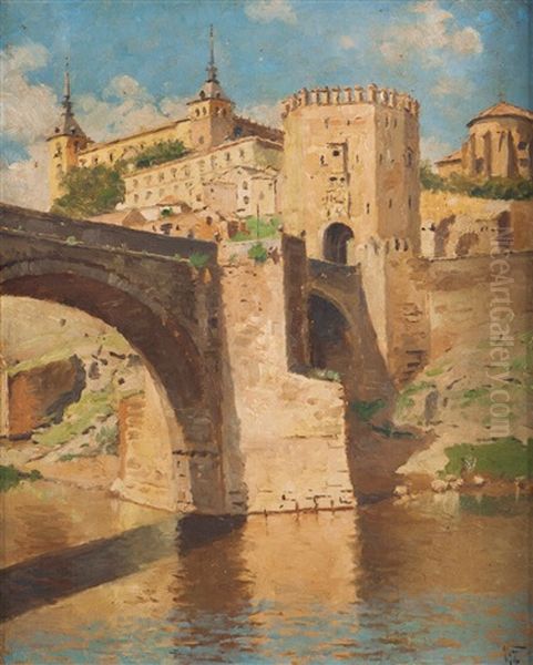 Tagus River At Toledo Oil Painting by Joao Vaz