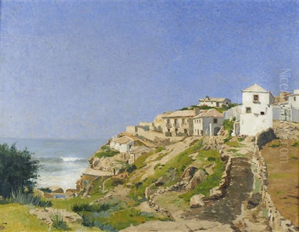 Paisagem - Azenhas Do Mar Oil Painting by Joao Vaz