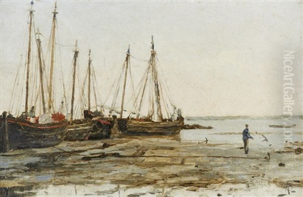 Praia Com Barcos Oil Painting by Joao Vaz