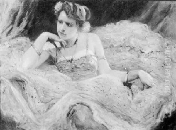 Lady In A Yellow Dress Oil Painting by Z Sigmund Vazda