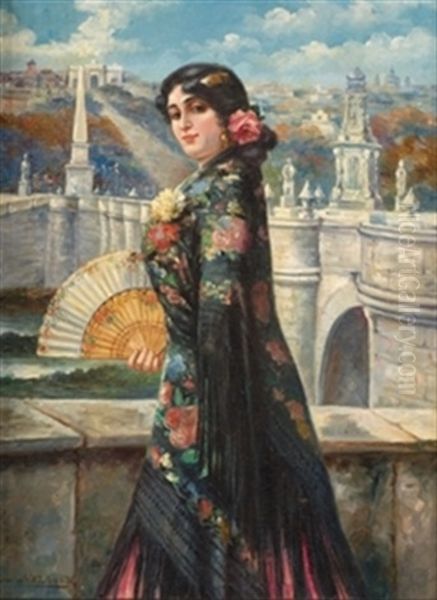 Dama Con Mantilla Oil Painting by Carlos Vazquez