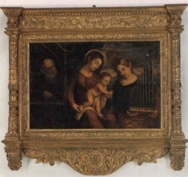 Den Hellige Familie Og Den Hellige Cecilia Oil Painting by Marco Vecellio