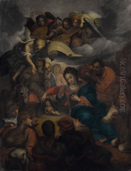 The Adoration Of The Shepherds Oil Painting by Otto Octavius van Veen