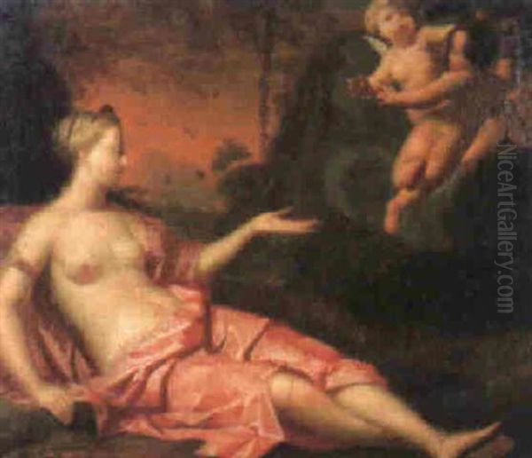 Diana Reclining In A Landscape With Putti Oil Painting by Pieter (Peeter van) Veen