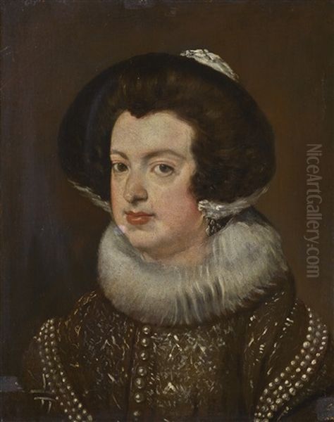 Portrait Of Queen Isabella Of Bourbon (1602-1644) Oil Painting by Diego Rodriguez de Silva y Velazquez