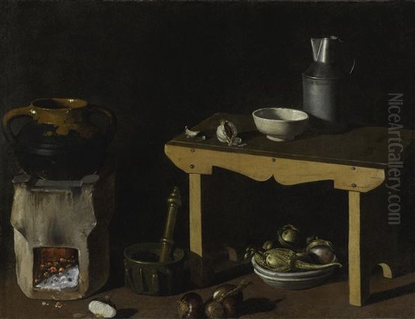 Kitchen Still Life Oil Painting by Diego Rodriguez de Silva y Velazquez