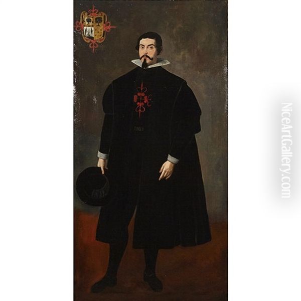 Full Length Portrait Of A Knight, With The Red Cross Of The Order Of Calatrava (spanish Military) Oil Painting by Diego Rodriguez de Silva y Velazquez