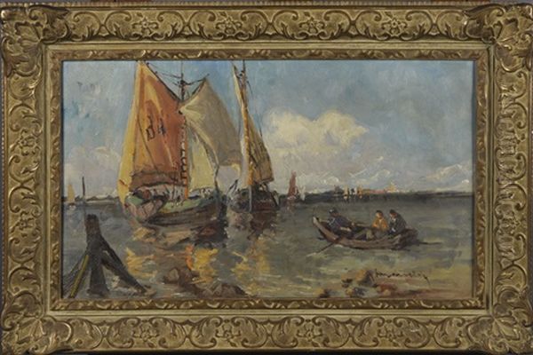 Le Depart Des Pecheurs Oil Painting by Jan van de, II Velde