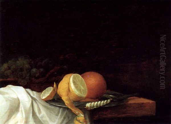 Stilleben Mit Zitrone, Orange Und Weintrauben Oil Painting by Jan van de Velde III