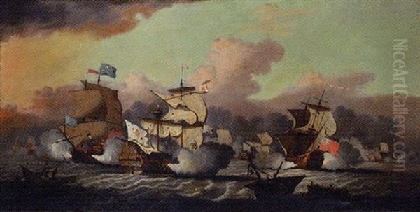 The Battle Of La Hogue Oil Painting by Willem van de, the Elder Velde