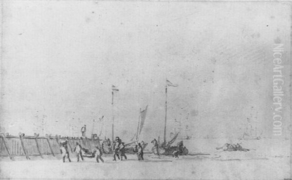 Le Debarquement Oil Painting by Willem van de, the Elder Velde