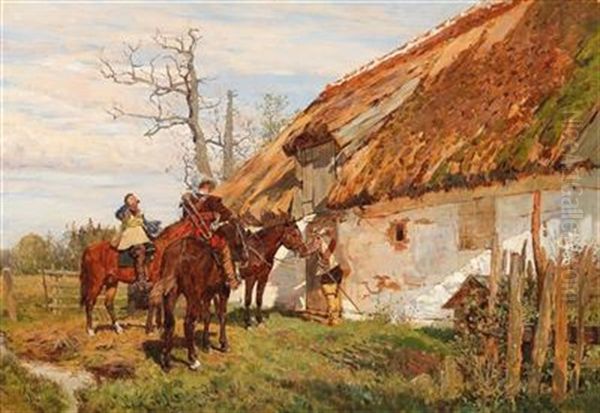 Resting By The Barn Oil Painting by Wilhelm Velten