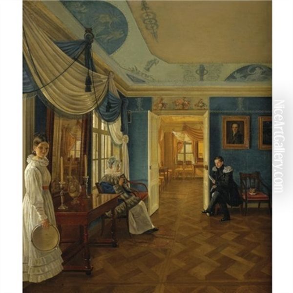 Interior Oil Painting by Aleksei Gavrilovich Venetsianov