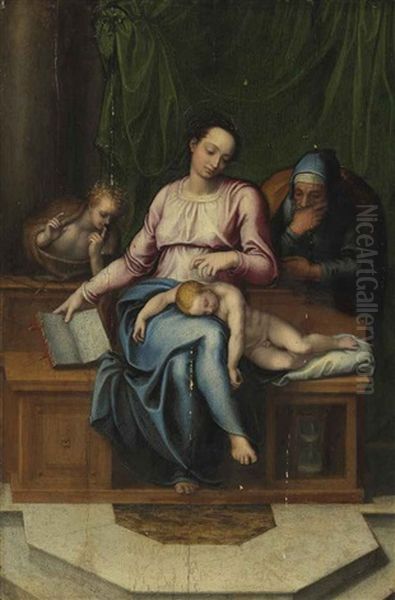 The Holy Family (il Silenzio) Oil Painting by Marcello Venusti