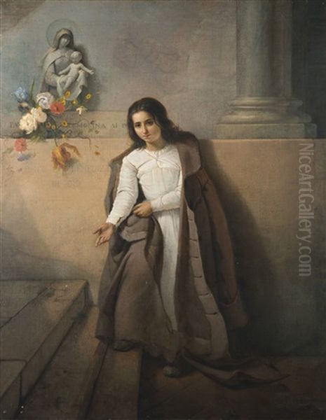 L'elemosina Oil Painting by Baldassare Verazzi