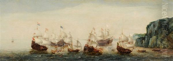 Seeschlacht Vor Der Kuste Oil Painting by Cornelis Verbeeck