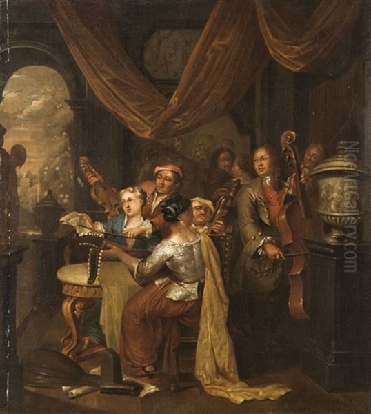 Concerto Oil Painting by Francois Xavier Henri Verbeeck